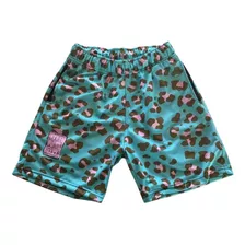 Short Hombre Con Bolsillos Leopardo Turquesa