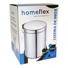 Lixeira Aço Inox Com Pedal Auto Alça 5 Litros Home Flex