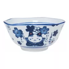 Pocillo Plato Cerámica Gato Japonés Con Flores De Cerezo