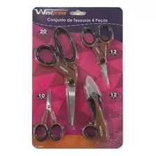 Kit De 4 Tesouras De Costura Multiuso Westpress 10420