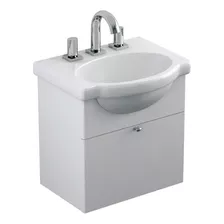 Mueble Para Baño Ferrum Y4v3e De 485mm De Ancho, 485mm De Alto Y 380mm De Profundidad Con Bacha Y Mueble Color Blanco Con Tres Agujeros Para Grifería