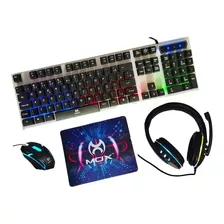 Kit Teclado Mouse/pad Headset E Gamer 4 Em 1 Mox Mo-km700