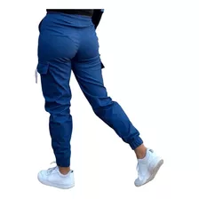 Pantalon Jogger Tipo Cargo Para Mujer Azul Mezclilla Moda