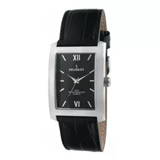 Reloj Hombre Peugeot 2033bk Cuarzo 32mm Pulso Negro En Cuero