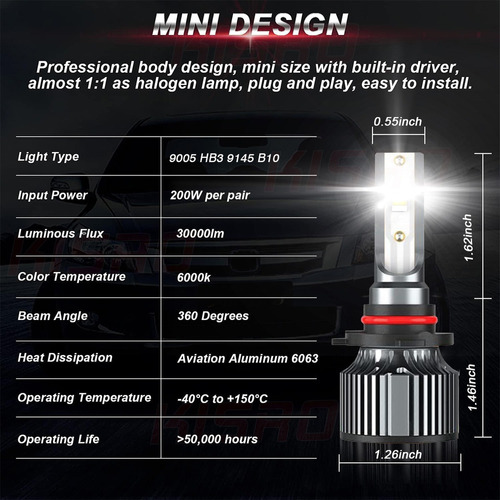 Kit Focos Led 9005 9006 Para Chrysler Pt Cruiser 2001-2010 Foto 5