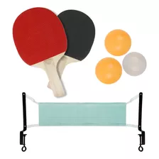 Kit Ping Pong Tênis De Mesa 2 Raquetes + 3 Bolinhas Premium