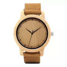 Reloj Bobo Bird Madera Bambú Correa Cuero Genuino A09