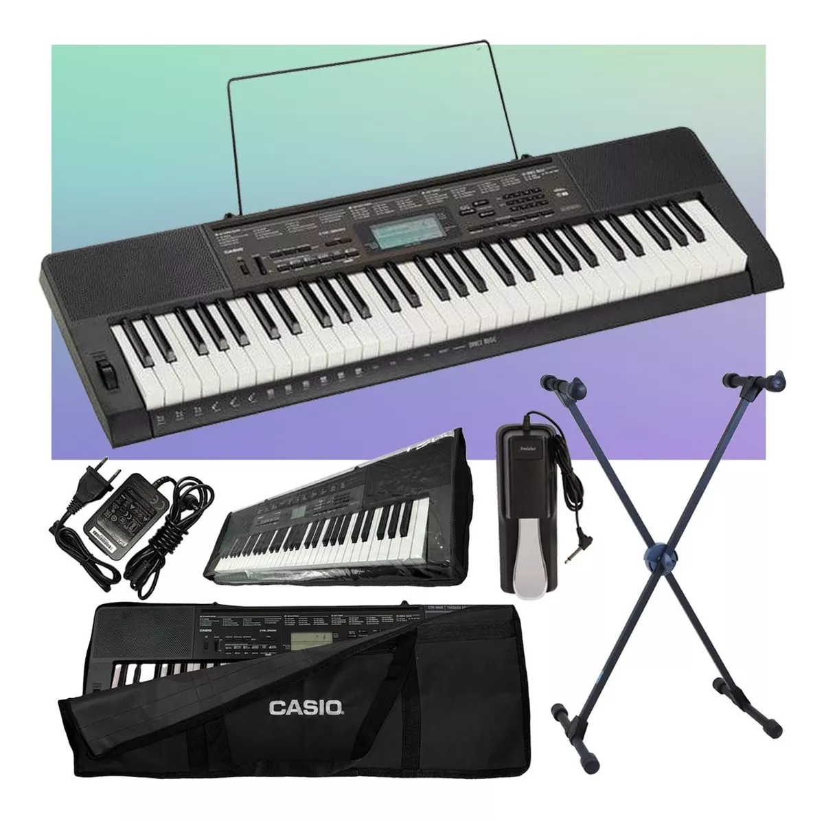 Kit Teclado Casio Musical Ctk3500 5/8 Completo Com Pedal