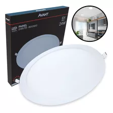 Painel Plafon Led 24w Redondo Embutir Branco Frio Gesso Teto