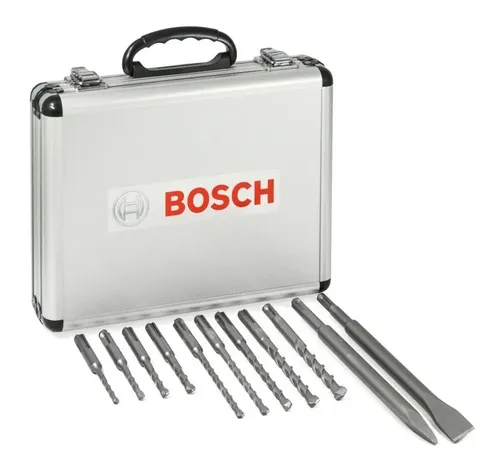 Kit Set Mechas Sds + Cinceles Bosch 11pz Maletin Aluminio Dgm