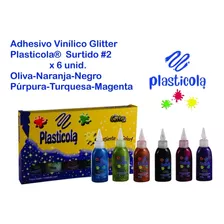 Adhesivo Con Brillos Glitter Plasticola Caja N 2 X6 Colores 