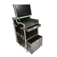 Case Rack Para Monitor + 6u + 2 Gavetas Com Rodas