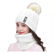 Kit Touca Boina Gorro Pom Pom Cachecol Gola Beanie Forrada Lã Alta Qualidade Tricot Grosso Inverno Frio Feminino