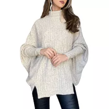 Blusa Tricô Inverno Poncho De Tricot Mousse Sku 277