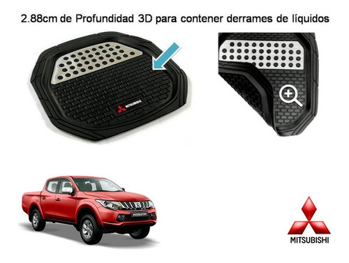 Tapetes 4pz Charola 3d Logo Mitsubishi L200 2016 A 2019 2020 Foto 4