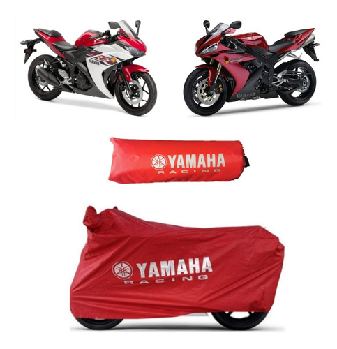 Funda Impermeable Para Motocicleta Yamaha Roja Foto 2