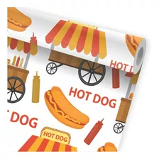 Papel De Parede Hot Dog Cachorro Quente Kit 02 Rolos A600
