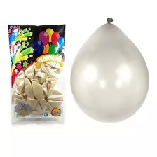 Set 25 Globos Látex Metalizados Color Blanco