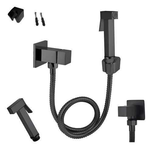 Ducha Higiênica Preto Quadrada Banheiro Lavabo Luxo Premium