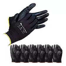 Guantes Negros Poliuretano X12 Pares Mecánico Seguridad Moto