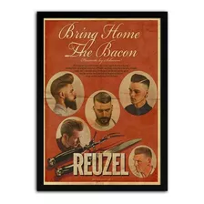 Quadro Decorativo Poster Retro Vintage Reuzel Barbearia Cor Preto Ou Branco