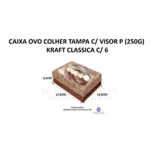 Caixa Ovo Colher Tampa C/ Visor P (250g) Kraft Clássica C/6