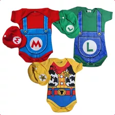 Kit Body Mesversário Bebê Menino Woody+ Mário + Luiggi Boina