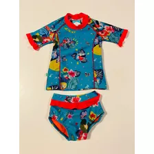 Conjunto Remera Factor Uv Bebas Okiwama 6/9 Meses Malla