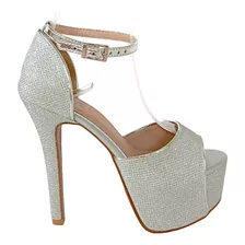 Sandália Salto 14cm Com Mega Pata Bellatotti Diamante