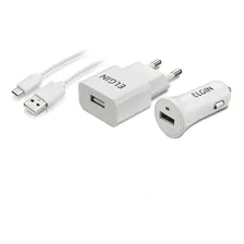 Kit Carregador Usb Tomada E Veicular - 1 Metro