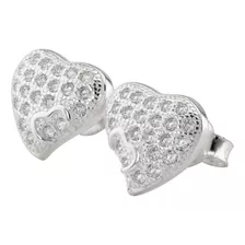 Aros Corazon Plata 925 Con Piedras Amor Mujer Novia