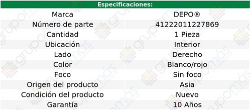 Calavera Int Der Blanca/roja S/foco Bmw 318ti 99 Depo Foto 4