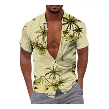 Camisa De Manga Corta Con Estampado Hawaiano Con Botones Tip