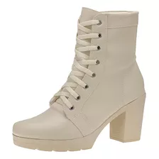 Bota Coturno Salto Grosso Moda Feminino Salto Bloco Linda