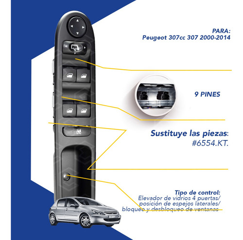 Switch Control Maestro Vidrios Peugeot 307cc 307  2000-2014 Foto 2
