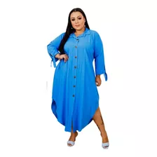 Vestido Chemise Feminina Camisão Longo Plus Size Manga 3/4 