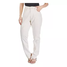 Calça Jeans Reta Off White Básica Mom Cintura Alta Premium
