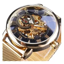 Reloj Hombre Mecánico Forsining Lujo Skeleto Acero Inoxidabl