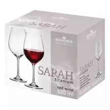 Set X 6 Copa Cristal Agua Vino Bohemia Sarah Titanium 520 Ml Color Transparente