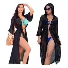 Kit 2 Saída De Praia Longa Tule + Saida Longa Trico Promoção