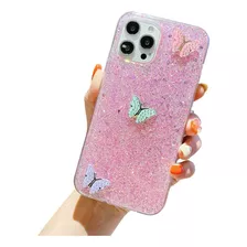 Funda Brillo Mariposas 3d Para iPhone Samsung Xiaomi + Mica