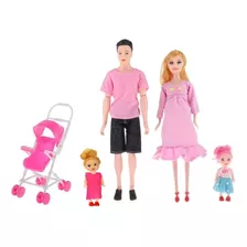 Boneca Real Gravida Família Mãe, Pai, Filho, Filha E Bb (pe)