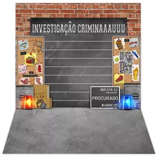 Fundo Fotográfico Pet Shop Cenário Tecido 1,20x1,70 Vertical Desenho Impresso Investigação Criminal Policia Pet-68