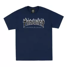 Playera Thrasher Flame Logo Shirt Navy Black