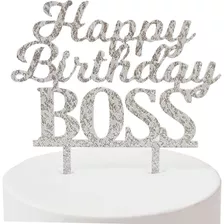 Brcohco Happy Birthday Boss Cake Topper Black Silhouette Acr