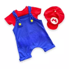 Conjunto Infantil Super Mario Bros Bebe Jardineira Criança 