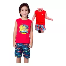 Conjunto Infantil Menino Regata Camiseta E Short Tactel