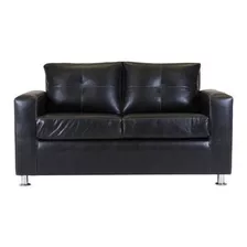 Sofa Facundo 2 Cuerpos Pu Negro Pata Metal / Muebles América