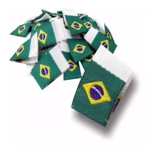 Etiqueta De Bandeira Do Brasil Tecido - Pacote Com 100 Unid.