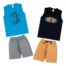 2 Conjunto Menino Infantil Regata Criança Atacado Masculino 